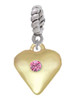 Large October - Hot Pink Crystal Gold Tone Heart Rope Charm Bead Dangle