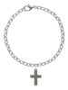 3 Merry Monkeys Stainless Steel 5/8" Cross - Charm Bracelet