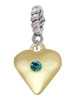 Large December - Teal Crystal Gold Tone Heart Rope Charm Bead Dangle