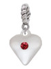 Large January - Maroon Crystal Heart Rope Charm Bead Dangle