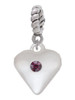 Large February - Purple Crystal Heart Rope Charm Bead Dangle