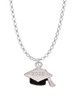 3 Merry Monkeys Silvertone 3-D Graduation Hat with 2028 - Charm Necklace