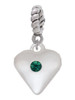 Large May - Green Crystal Heart Rope Charm Bead Dangle