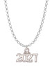 3 Merry Monkeys Silvertone Horizontal Year 2027 - Charm Necklace
