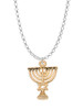 3 Merry Monkeys Goldtone 3-D Menorah - Charm Necklace
