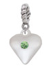 Large August - Lime Green Crystal Heart Rope Charm Bead Dangle