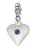 Large September - Blue Crystal Heart Rope Charm Bead Dangle