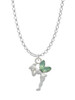 3 Merry Monkeys Silvertone Small Fairy with Lime Green Wings - Charm Necklace