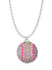 3 Merry Monkeys Silvertone Large Super Sparkle Crystal Pink AB Softball - Charm Necklace