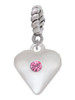 Large October - Hot Pink Crystal Heart Rope Charm Bead Dangle