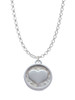 3 Merry Monkeys Silvertone Smooth Heart - Round Seal - Charm Necklace