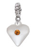 Large November - Yellow Crystal Heart Rope Charm Bead Dangle