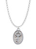 3 Merry Monkeys Silvertone Key - Oval Seal - Charm Necklace