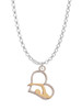 3 Merry Monkeys Two-tone Swimmer in Heart - Charm Necklace