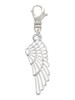 3 Merry Monkeys Silvertone Large White Enamel Angel Wing - Clip on Charm