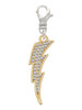 3 Merry Monkeys Goldtone Large Clear Crystal Lightning Bolt - Clip on Charm