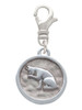 3 Merry Monkeys Silvertone Sitting Cat - Round Seal - Clip on Charm