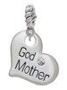 Large ''Godmother'' Heart with Clear Crystal Rope Charm Bead Dangle