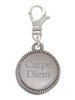 3 Merry Monkeys Stainless Steel Carpe Diem - Seize the Day Disc with Border - Clip on Charm