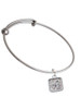 3 Merry Monkeys Silvertone Love Square - Square Seal - Charm Bangle Bracelet