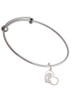 3 Merry Monkeys Silvertone Girl Silhouette in Heart - Charm Bangle Bracelet