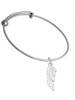 3 Merry Monkeys Silvertone Large White Enamel Angel Wing - Charm Bangle Bracelet