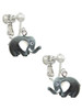 3 Merry Monkeys Resin Grey Elephant - Clip On Earrings
