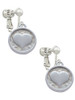 3 Merry Monkeys Silvertone Smooth Heart - Round Seal - Clip On Earrings