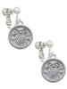 3 Merry Monkeys Silvertone Owl - Round Seal - Clip On Earrings