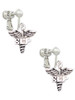 3 Merry Monkeys Silvertone SLP Caduceus - Clip On Earrings