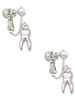 3 Merry Monkeys Silvertone 3-D Tooth - Clip On Earrings