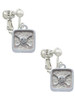 3 Merry Monkeys Silvertone Skull and Bones - Square Seal - Clip On Earrings
