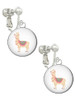 3 Merry Monkeys Silvertone Domed Llama - Clip On Earrings