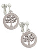 3 Merry Monkeys Stainless Steel Tree of Life in Eternity Circle - Clip On Earrings