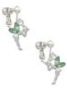 3 Merry Monkeys Silvertone Small Fairy with Lime Green Wings - Clip On Earrings