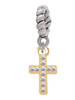 Gold Tone Small Crystal Cross Rope Charm Bead Dangle
