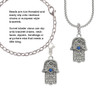 3 Merry Monkeys Silvertone Hamsa Hand with Blue Crystal - Rope Charm Bead Dangle