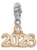 3 Merry Monkeys Goldtone Horizontal Year 2026 - Rope Charm Bead Dangle