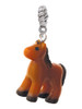 3 Merry Monkeys Resin Brown Pony - Rope Charm Bead Dangle