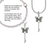 3 Merry Monkeys Silvertone Antiqued Butterfly Key with AB Crystals - Rope Charm Bead Dangle