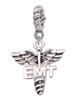 3 Merry Monkeys Silvertone EMT Caduceus - Rope Charm Bead Dangle