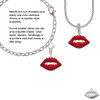 3 Merry Monkeys Silvertone Red Enamel Vampire Lips - Rope Charm Bead Dangle