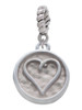 3 Merry Monkeys Silvertone Heart Outline - Round Seal - Rope Charm Bead Dangle