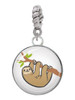 3 Merry Monkeys Silvertone Domed Sloth - Rope Charm Bead Dangle