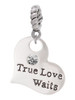 Large True Love Waits Heart Rope Charm Bead Dangle