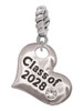 3 Merry Monkeys Silvertone Class of 2028 Heart - Rope Charm Bead Dangle