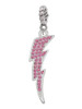 3 Merry Monkeys Silvertone Large Hot Pink Crystal Lightning Bolt - Rope Charm Bead Dangle