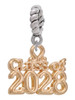 3 Merry Monkeys Goldtone Class of 2028 - Rope Charm Bead Dangle