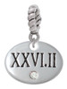Marathon with Clear Crystal Roman Numeral Rope Charm Bead Dangle