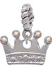 Crown with Crystals and Textured Bottom Rope Charm Bead Dangle
